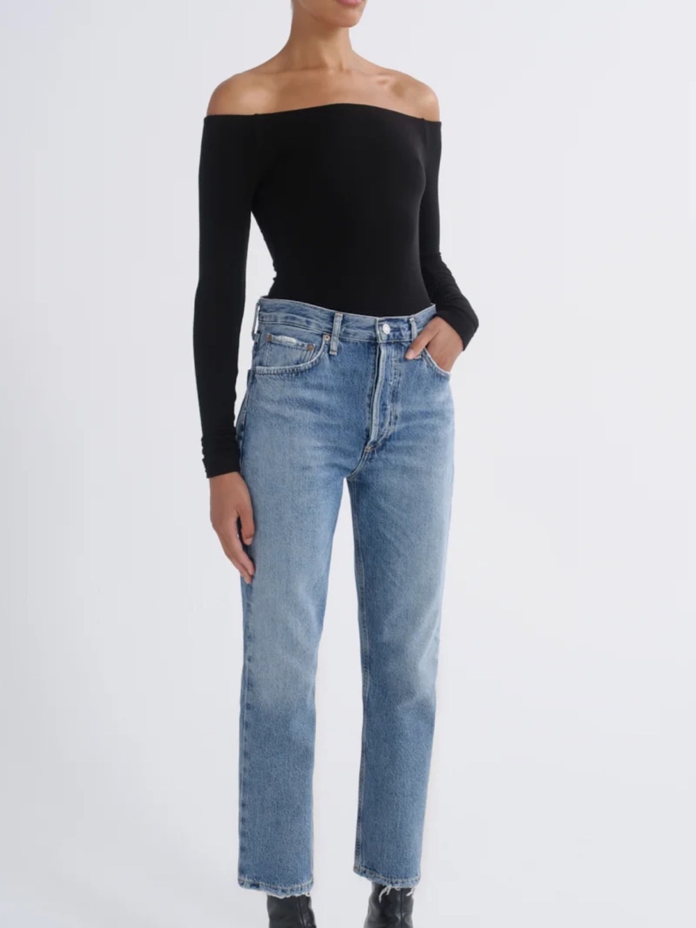 Agolde Light Wash High-Rise Jeans in Faded Blue